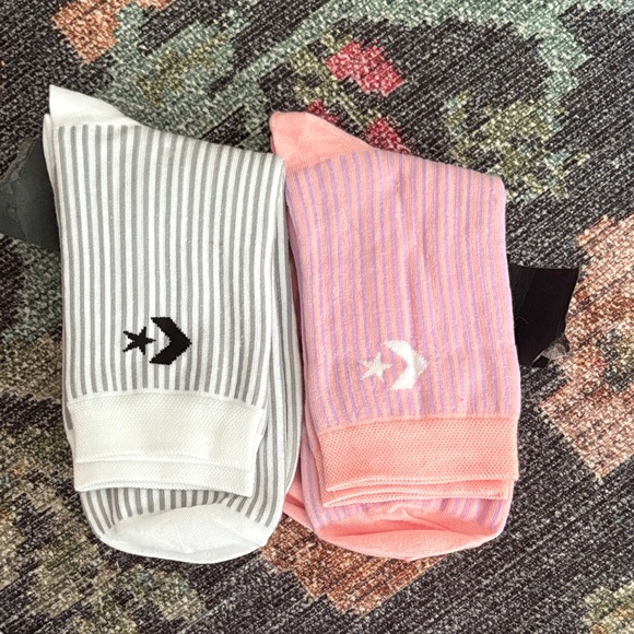 Converse Casual Socks - Gray, Pink (2 pair) - Picture 2 of 2